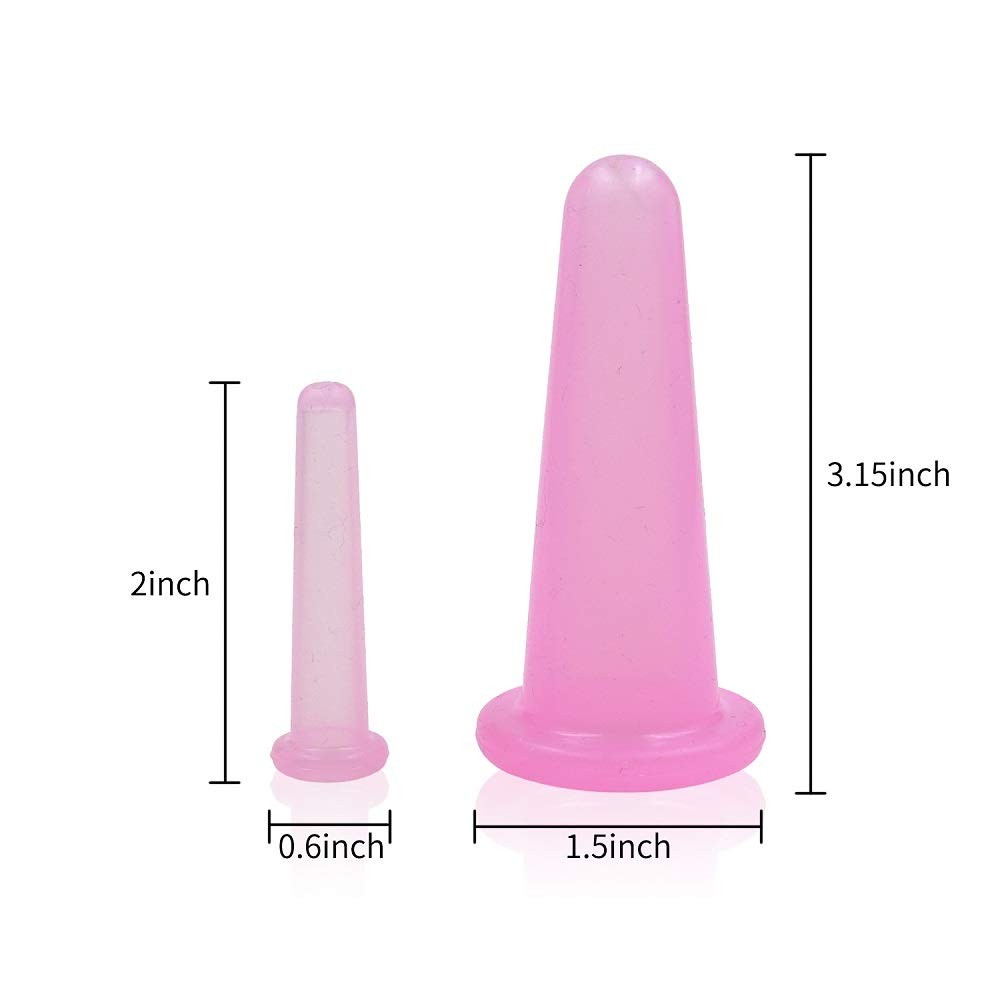 4 Pcs Facial Cupping Set,Natural Silicone Facial Massage Cup for Body,Face,Neck,