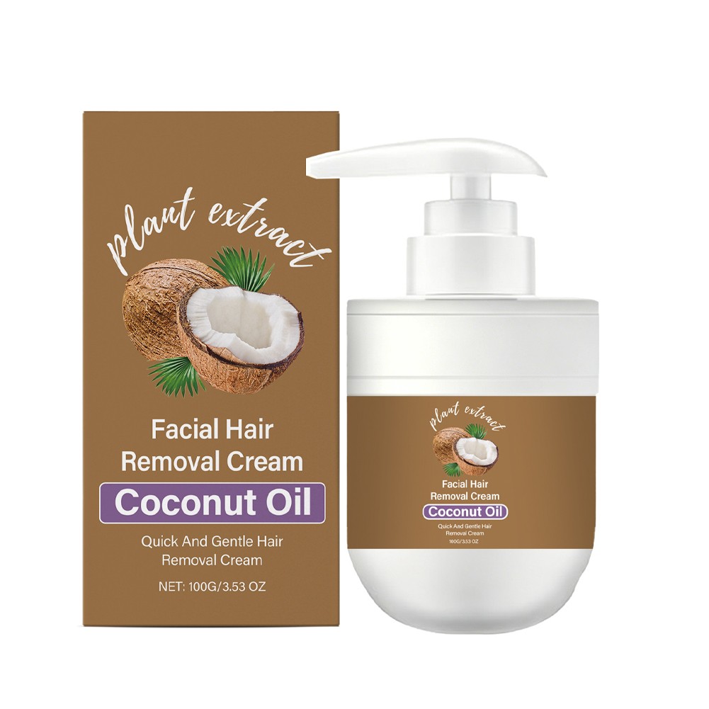 Facial Hair Removal Cream Coconut Oil Based Gentle Body Hair Remover 3.52 Fl Oz