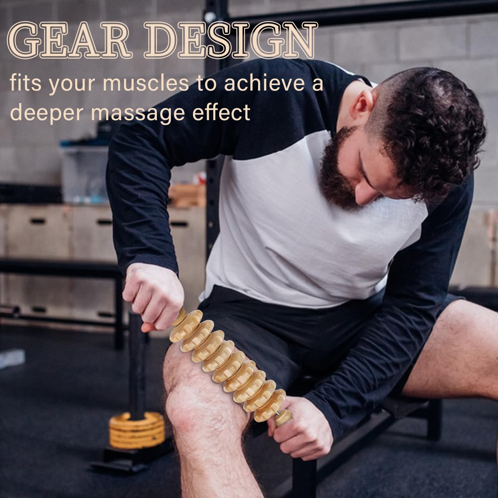 Manual Wooden Fascia Massage Roller Stick for Legs Body Color1