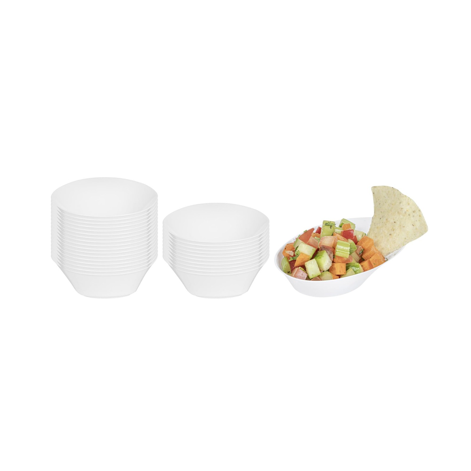 Restaurantware Oval White Plastic Ellipse Dish – 4 X 3 X 1 1/4 – 50 Count