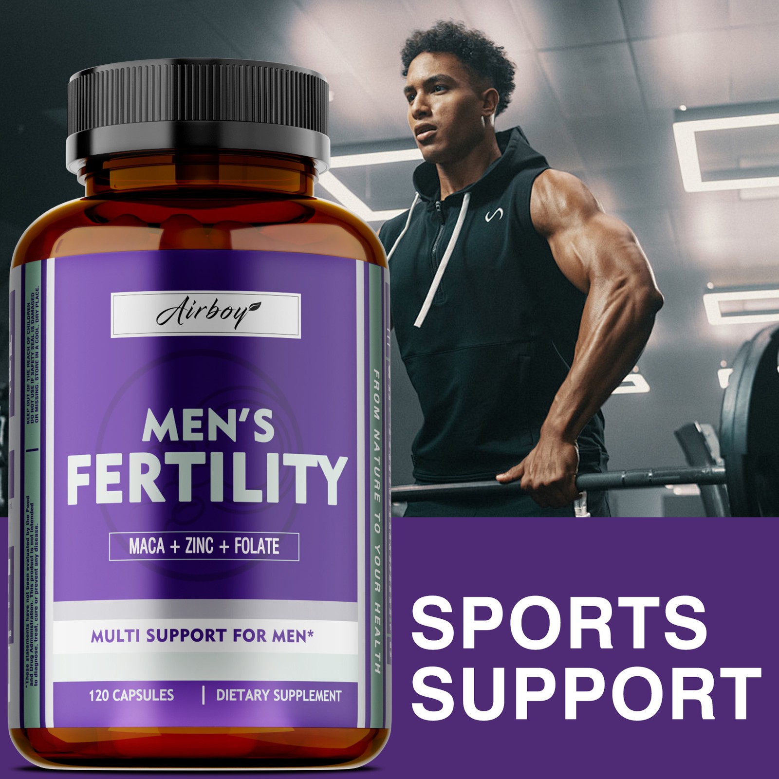 Men’s Fertility 120pcs – Optimizes Sperm Count and Motility, Enhances Brain