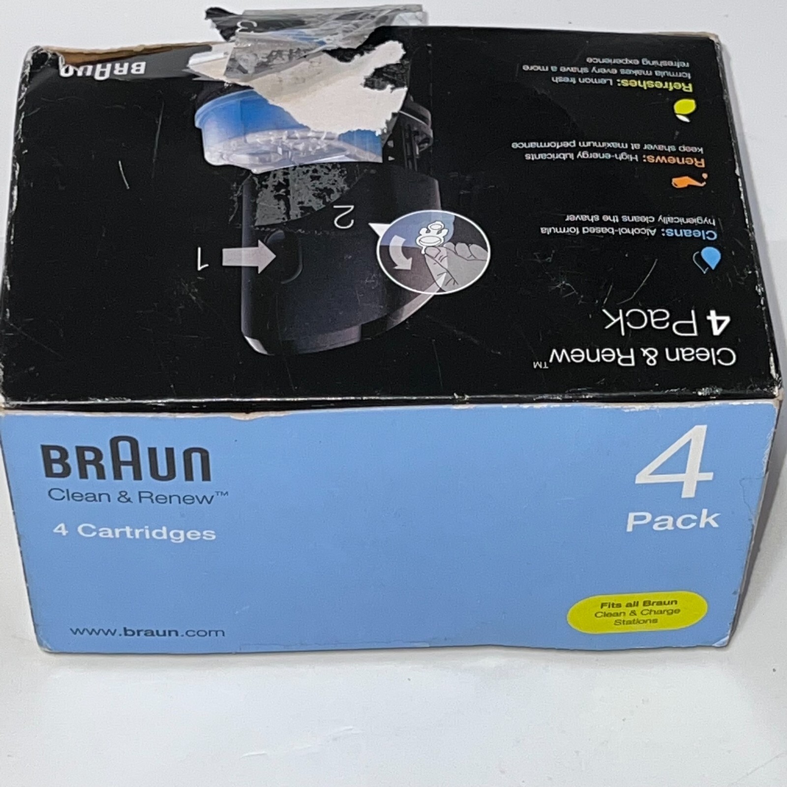 Braun Lemon Fresh Clean & Renew Refill Cartridges CCR 4 Pack 22.8 fl oz FS