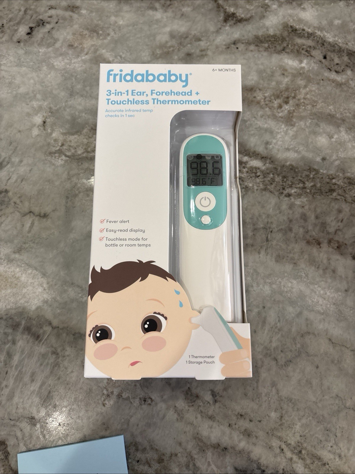 Fridababy 3-in-1, Ear Forehead Touchless Thermometer White Teal