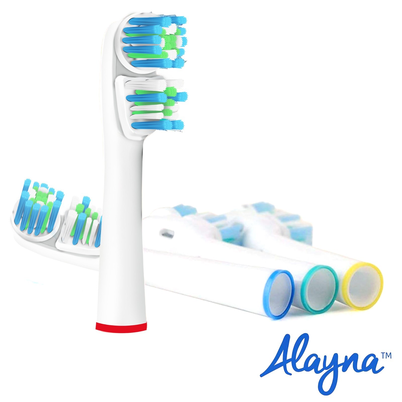Alayna Replacement Toothbrush Heads Compatible with Oral B Dual Clean 4 Pack