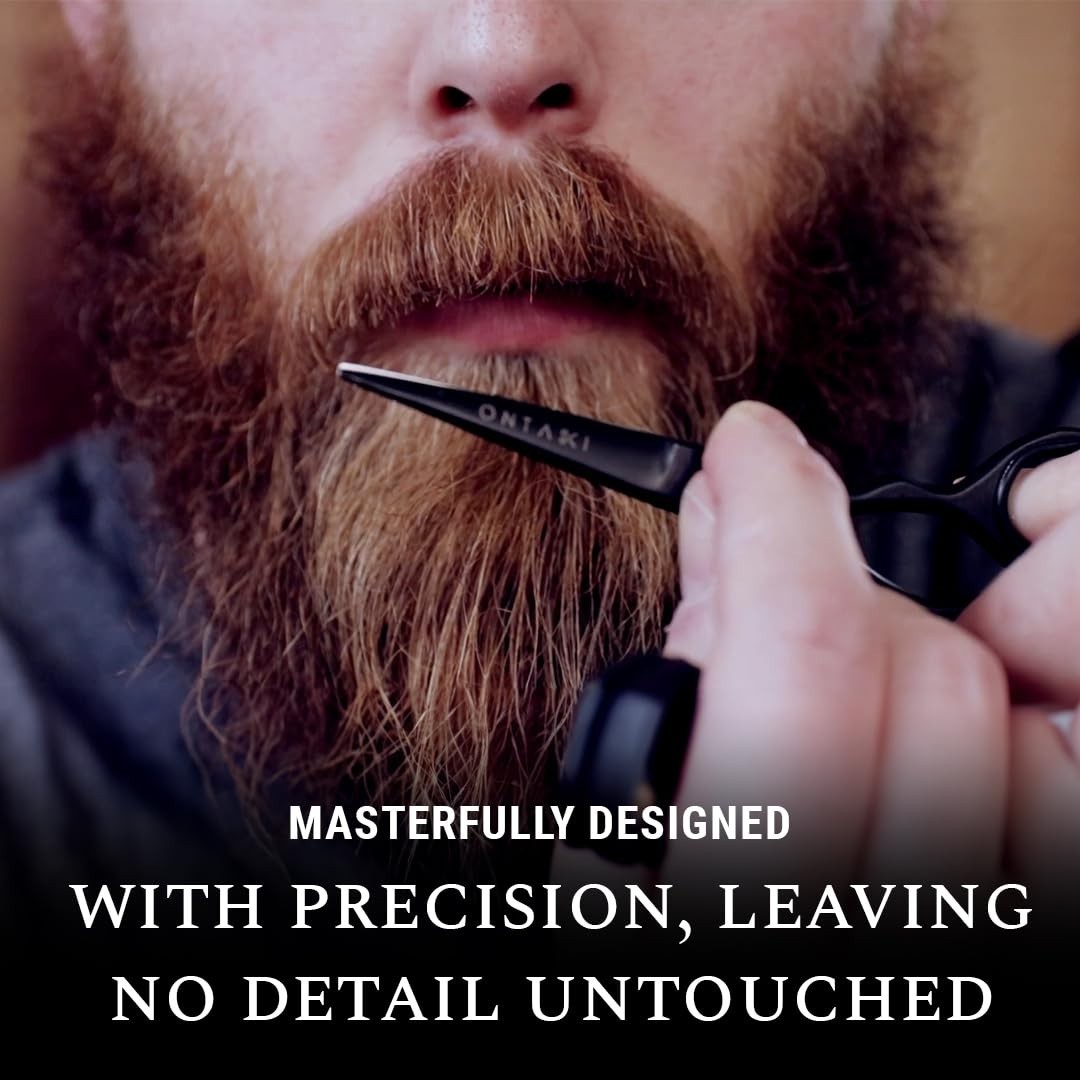 Precision Mustache Scissors 5-Inch, Beard Trimming Kit with Combs – Black