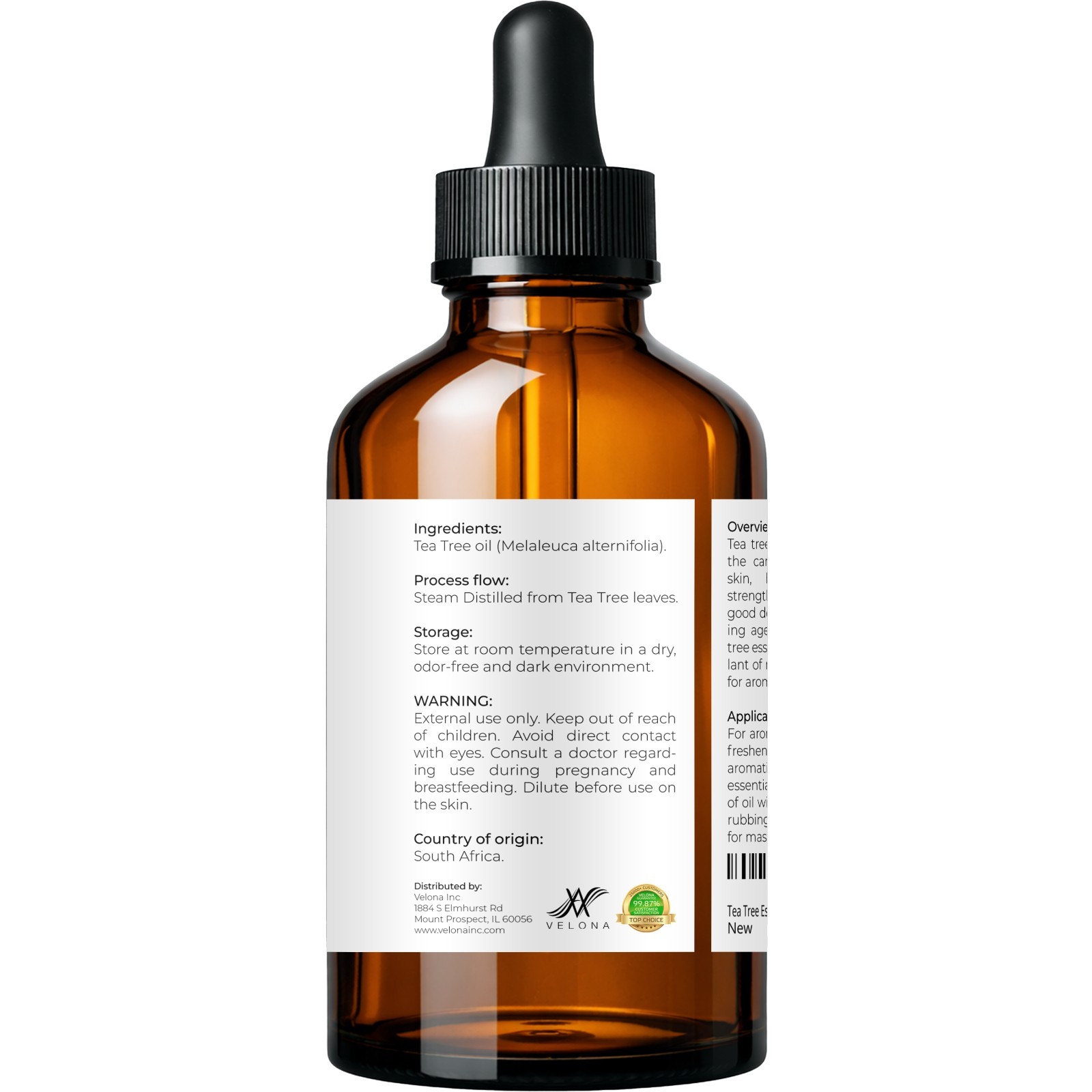 Tea Tree Essential Oil by Velona 0.5 – 32FlOz Therapeutic Grade for Aromatherapy