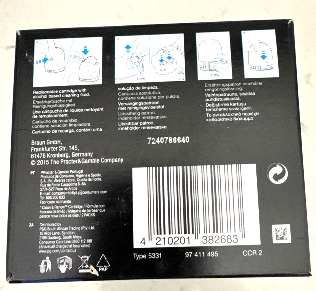 Braun CCR2 Clean and Renew Cartridge 2-Pack Lemonfresh NEW Sealed Box NIB