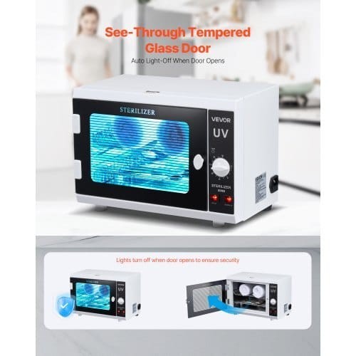 VEVOR 208B Nail Tool Cleaning Machine 12L UV Cabinet White