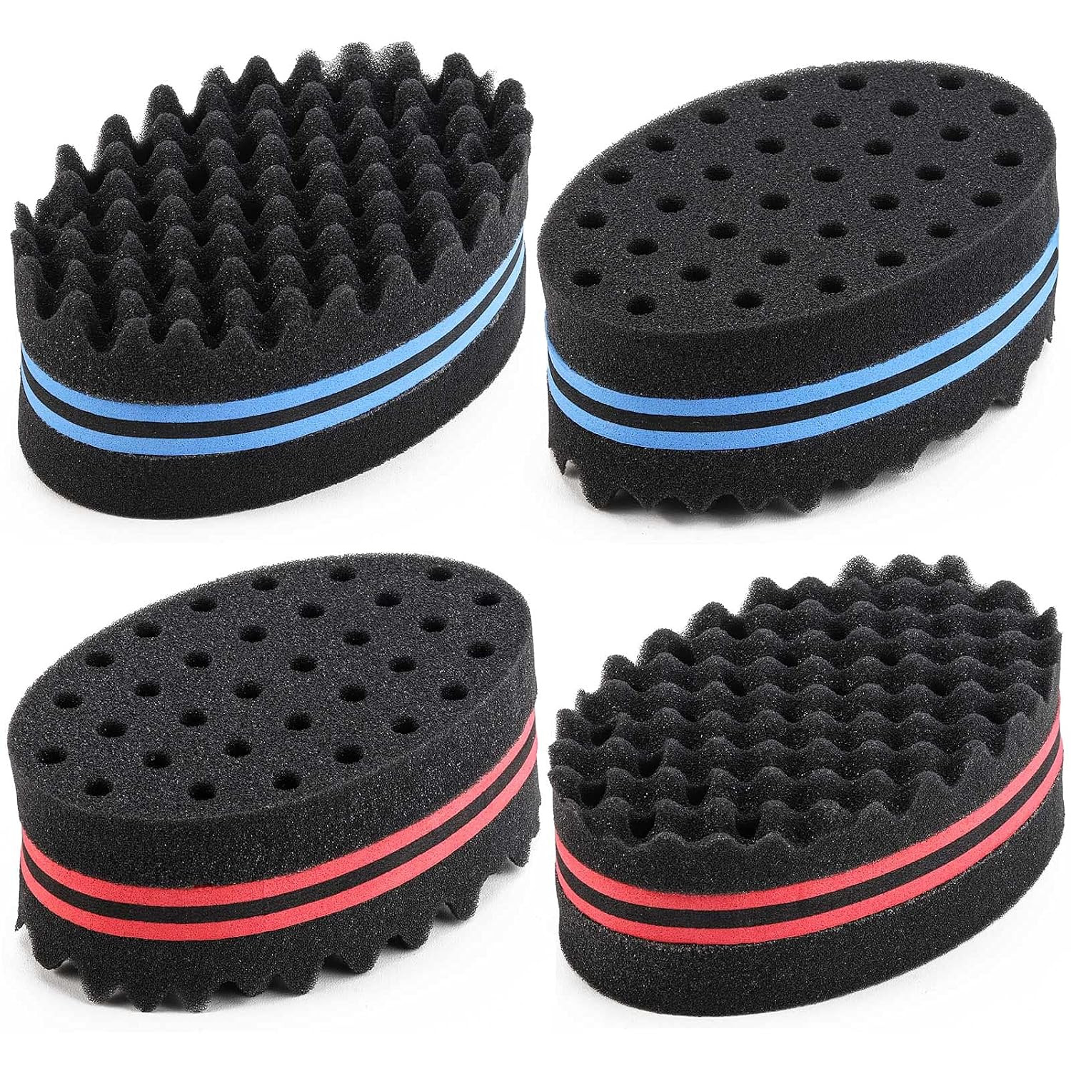 4 Pcs Small Holes Hair Twist Sponge, Barber Curl Sponge Brushes for Dreads Locki