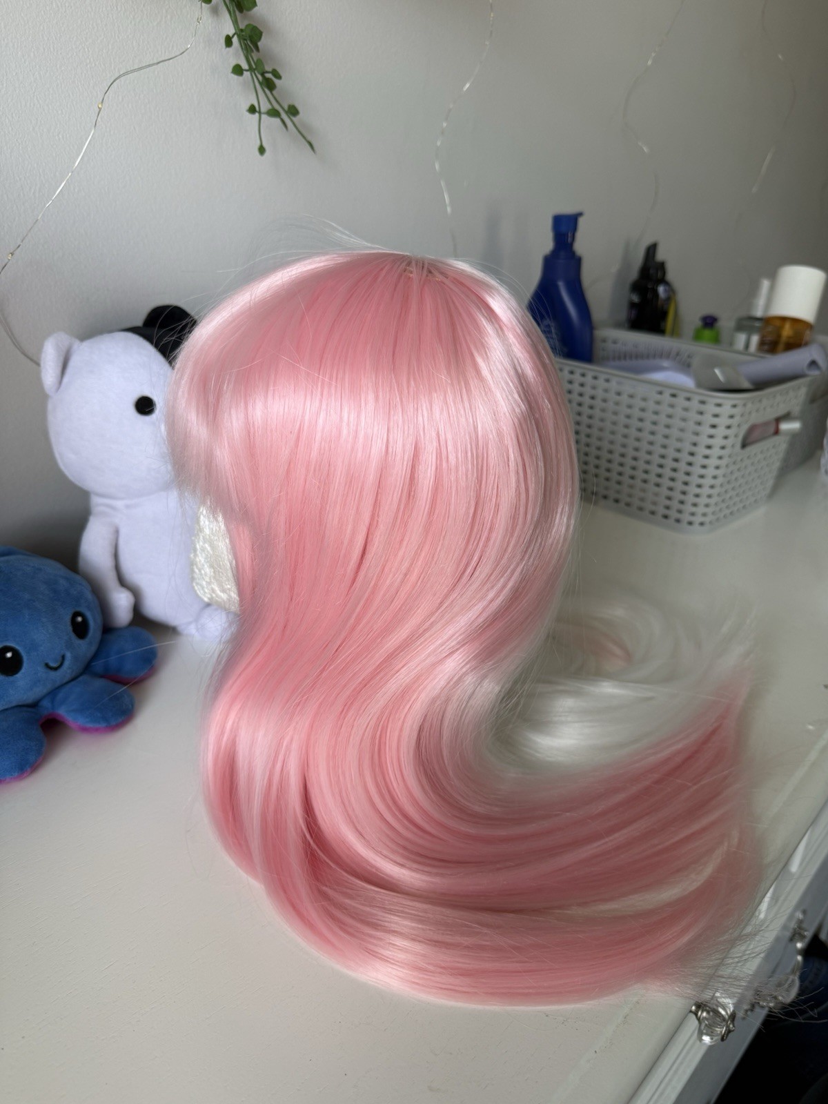 Pink and white split dye wig | Synthetic | Cosplay | Anime | Heat Resistant