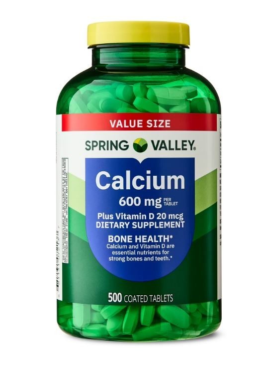 Spring Valley Calcium Plus Vitamin D Tablets, 600 mg, 500 Count