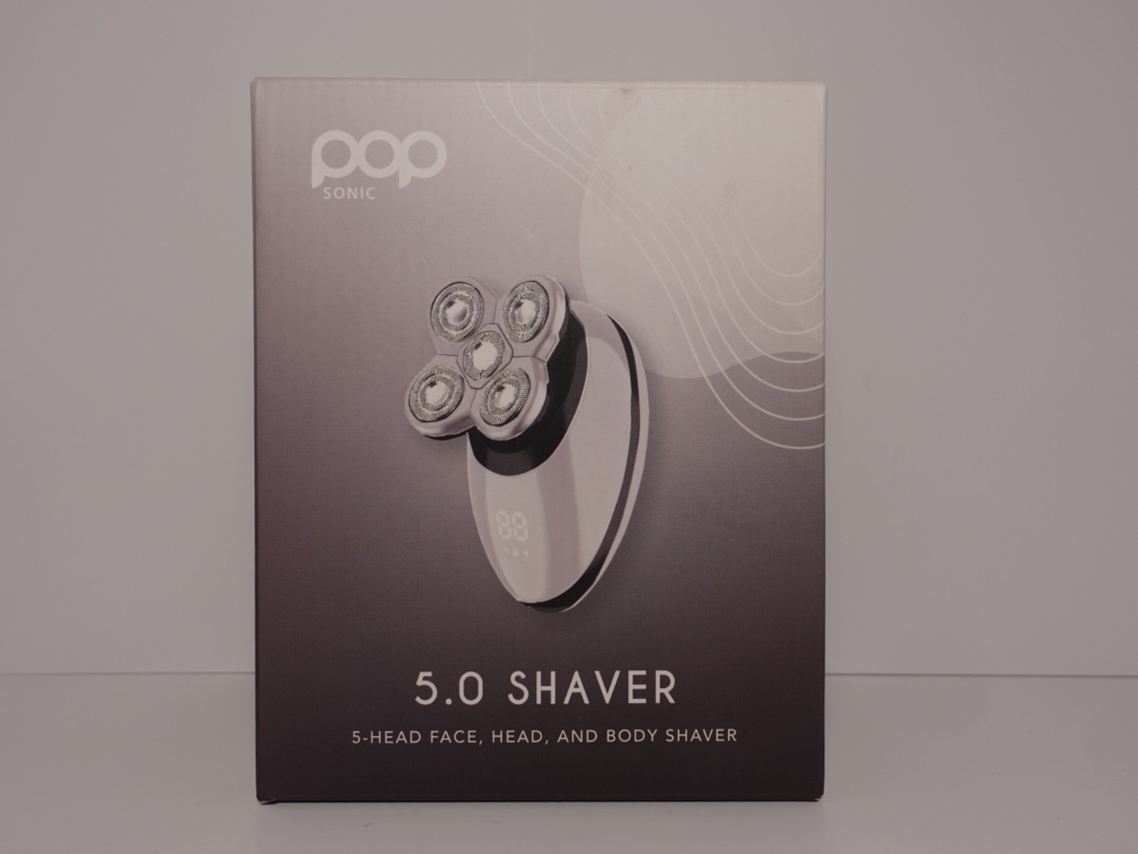 Pop Sonic 5.0 Shaver (5-Head Face, Head, and Body Shaver) LED Display – White