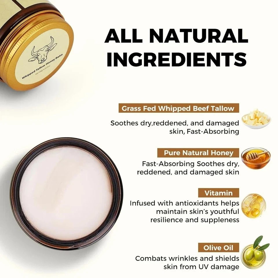 2 PCS-NEW Lopeie Whipped Tallow Honey Balm Skincare Organic Moisturizing for all