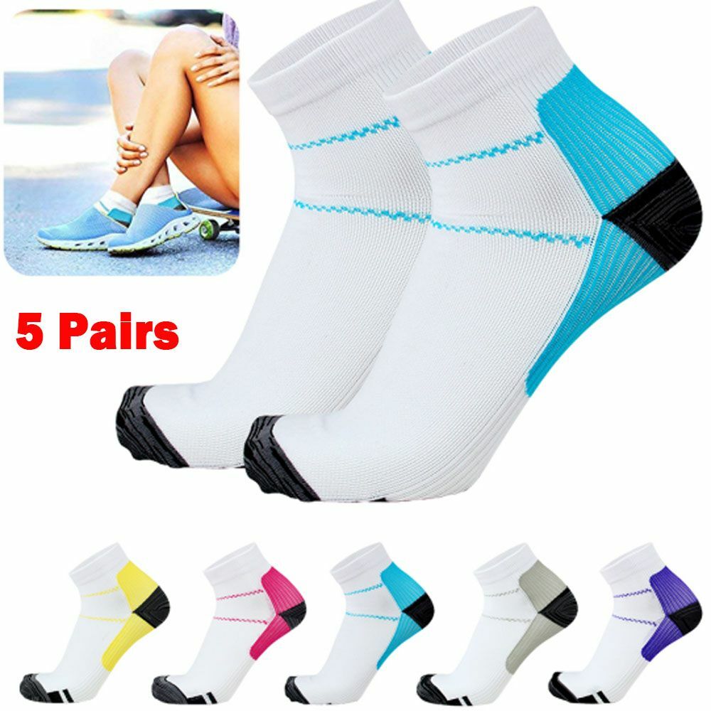 5 Pairs Foot Plantar Fasciitis Arch Support Compression Socks Ankle Men Women US