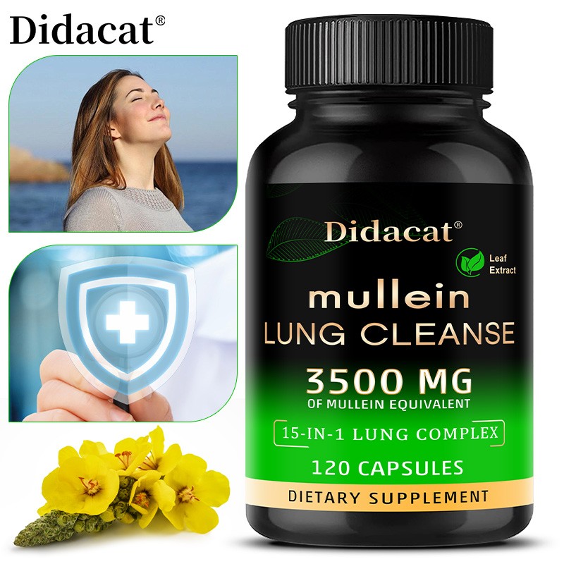 15 In 1 Complex Mullein Extract Supplement Lungs Detox Cleanse 120 Capsules US