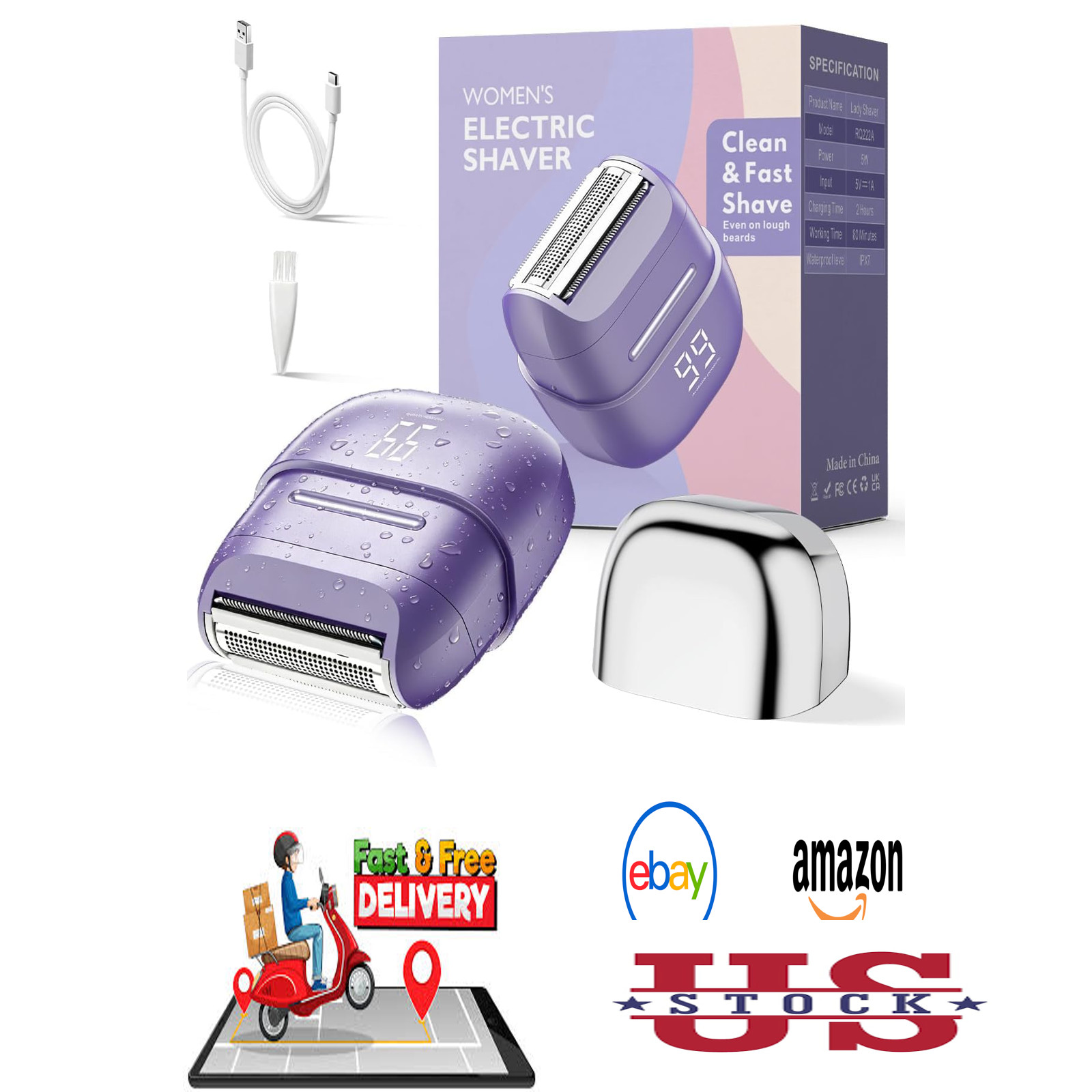 Women Electric Shaver Waterproof Mini Cordless Foil Razor for Hair Removal Legs