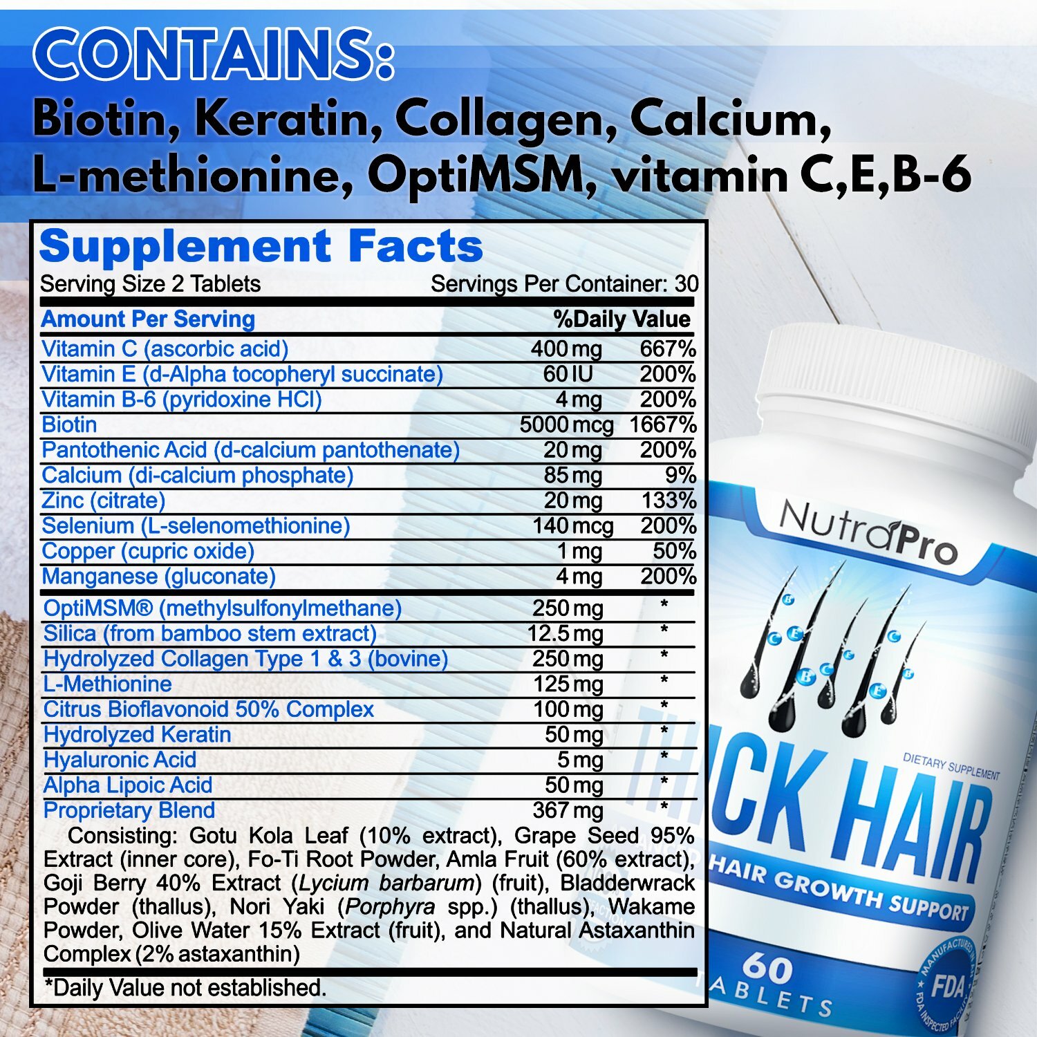Thick Hair Growth Vitamins – Anti Hair Loss DHT Blocker