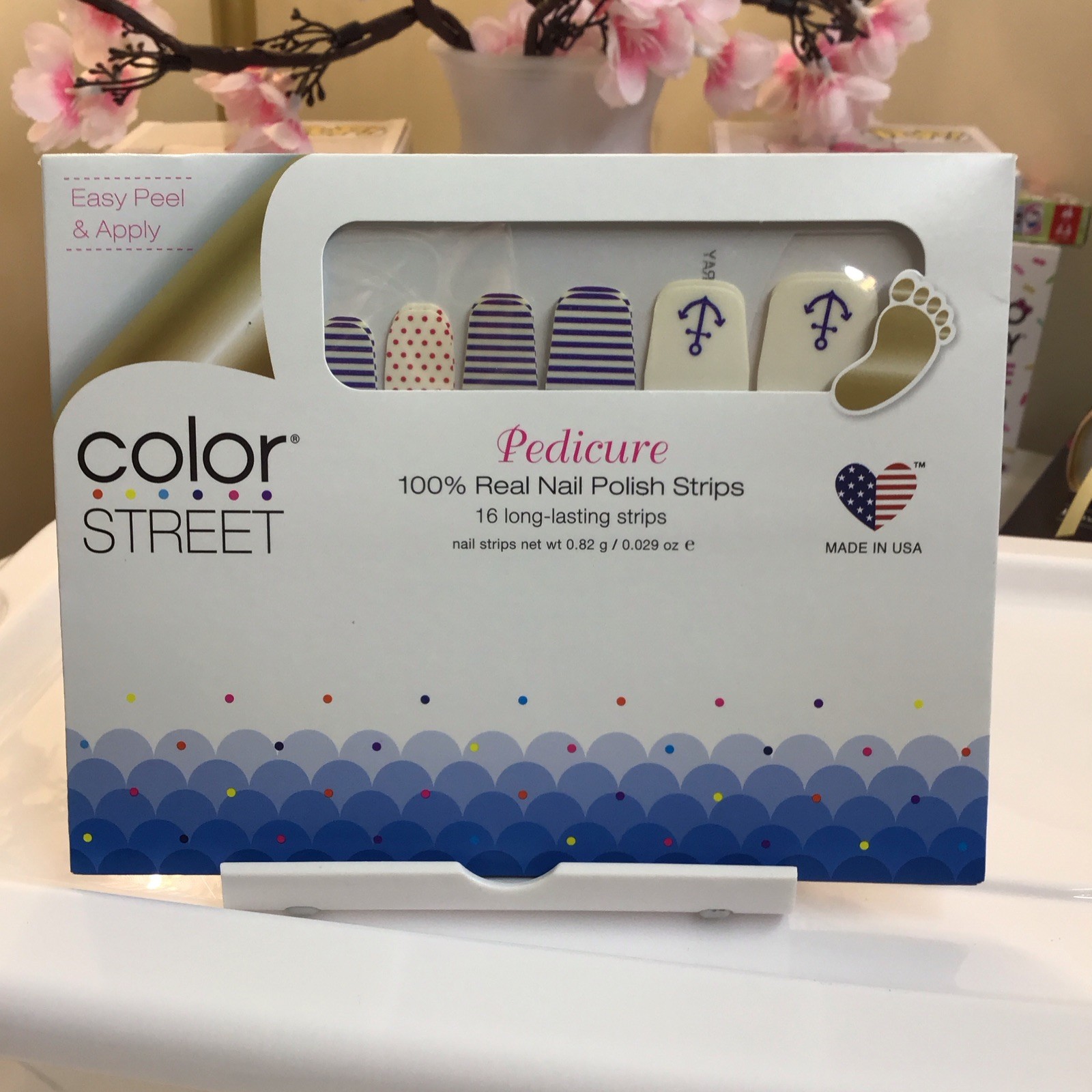 Color Street Nail Polish Strips Blue White Red Striped Ship Ship Hooray