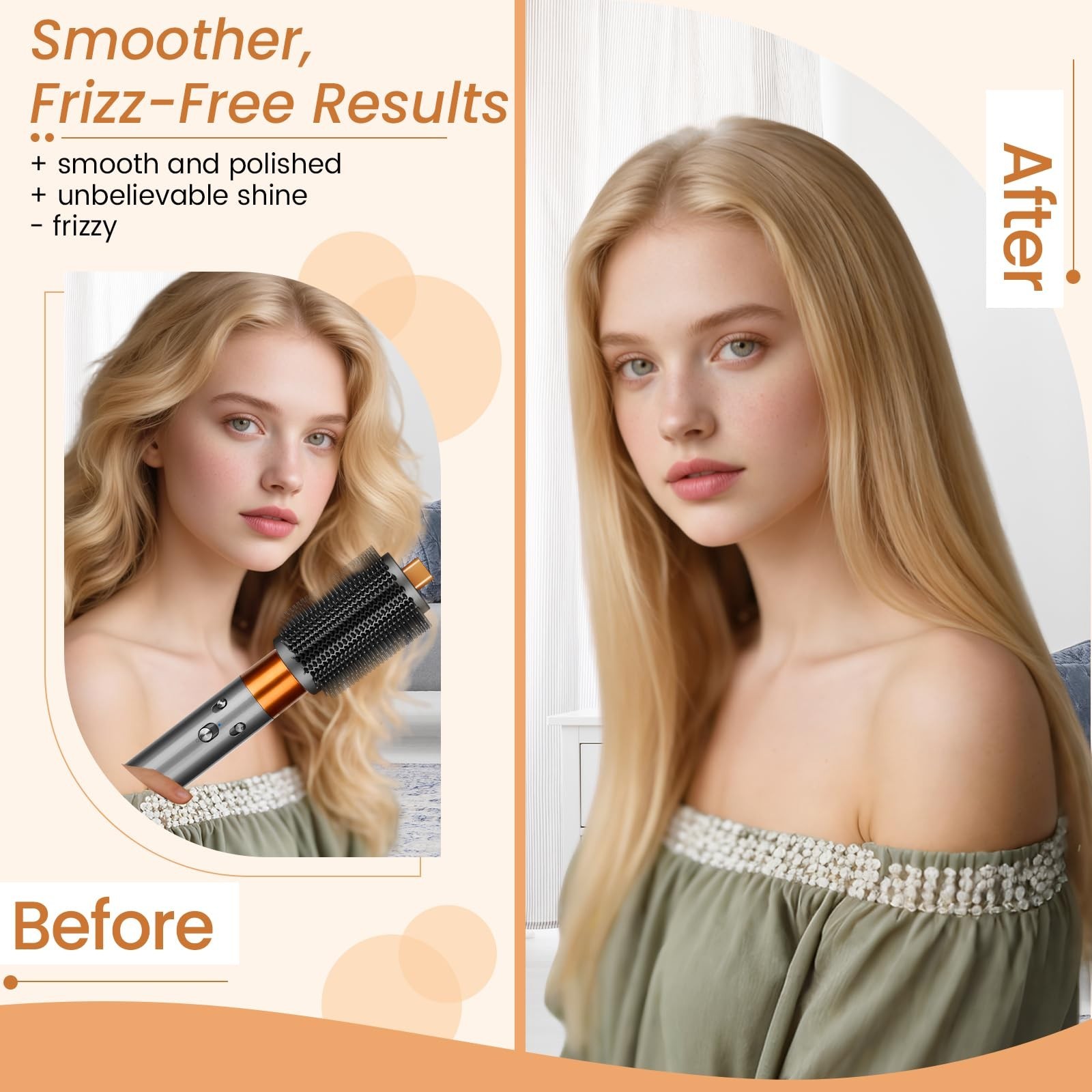 Large Round Volumizing Brush Attachment for Dyson Airwrap – Fast Drying, Smooth