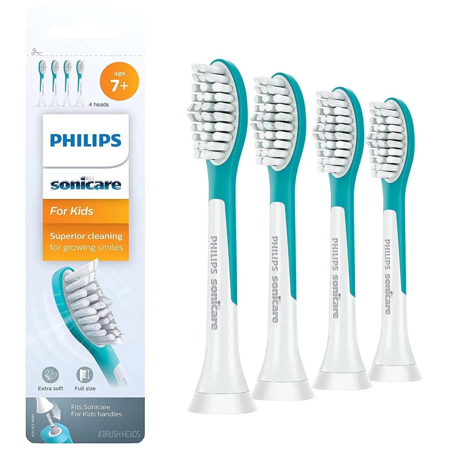 4 Pack Replacement Toothbrush Heads for Philips Sonicare Kids 7+Year
