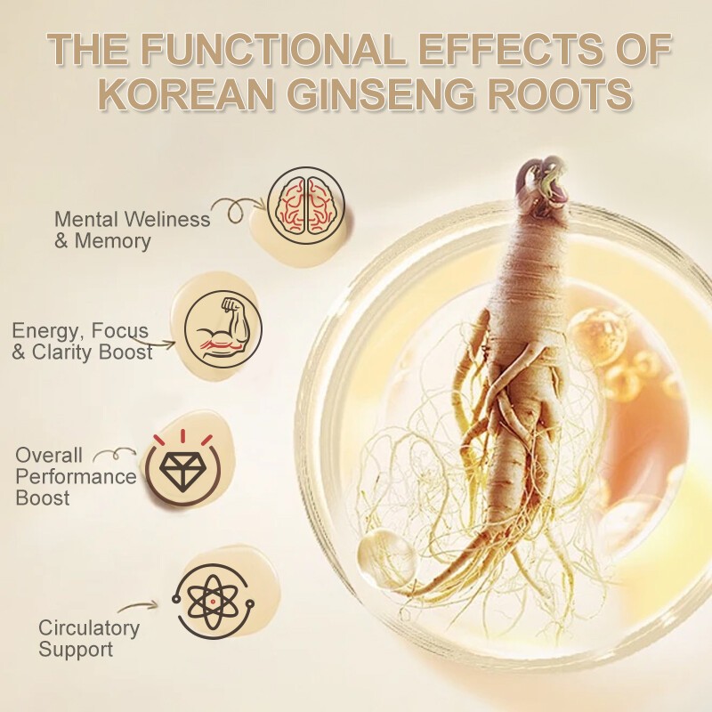 Organic Extra Strength Red Korean Panax Ginseng Capsules,1600mg Energy Focus