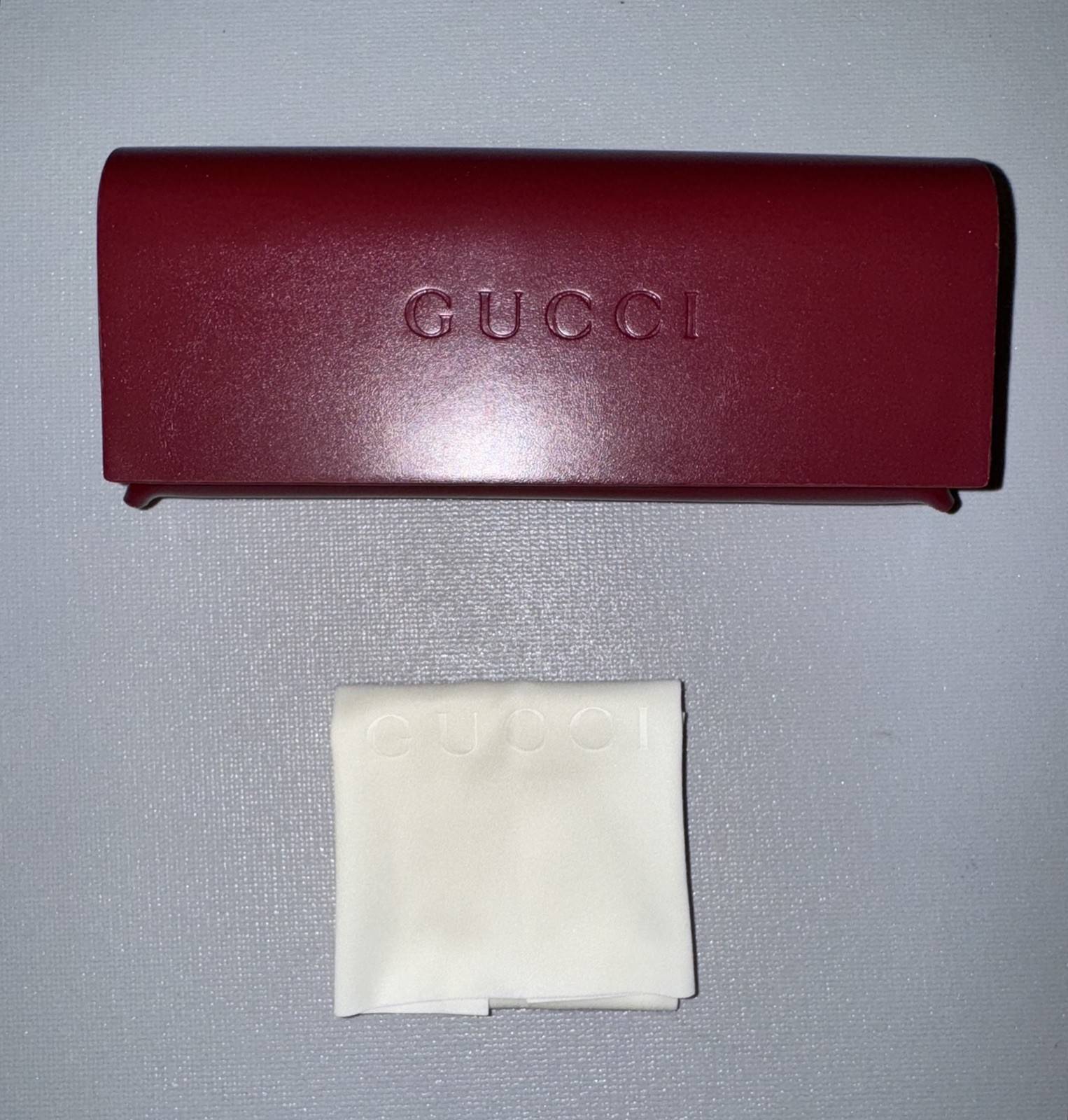 Gucci Bordeaux/Burgundy Leather Frame Case – W/ Cleaning Cloth