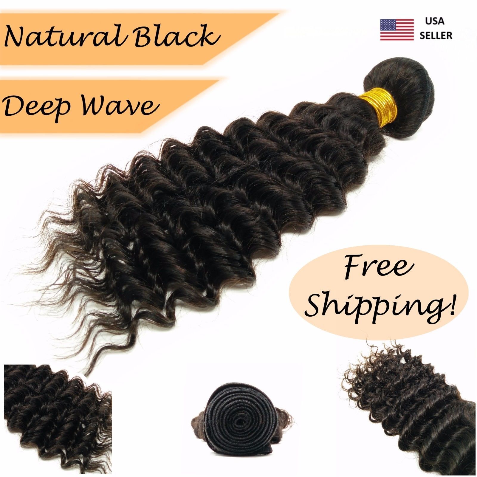 10A Mink Deep Wave Brazilian Virgin Remy Human Hair Extra Thick Natural Black