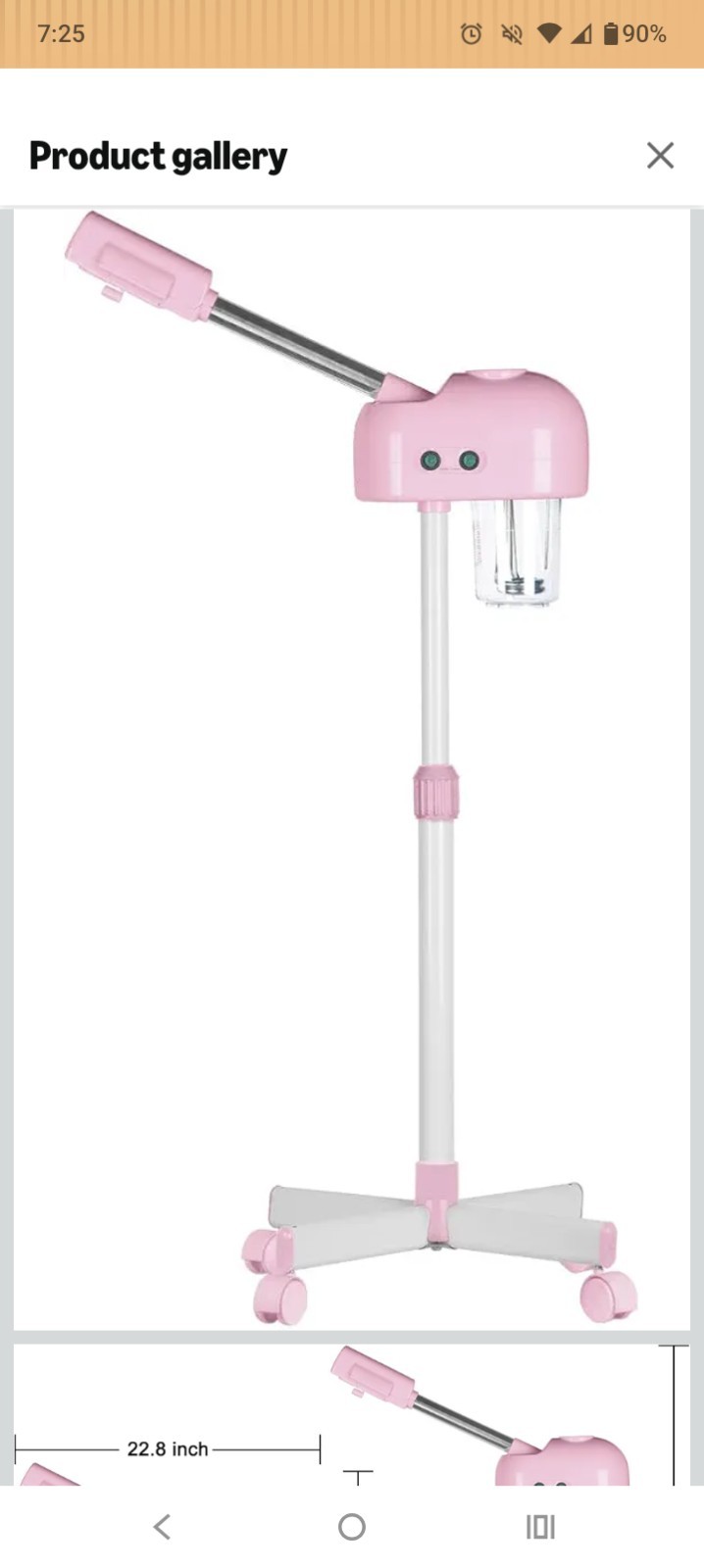 Pink/White Facial Steamer Stand, Adjustable 360° Rotating Nozzle