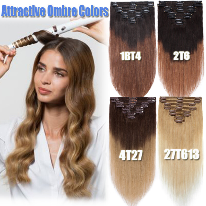 CLEARANCE 100% Human Hair Extensions Clip In Real Remy Hair Extensions Full Head