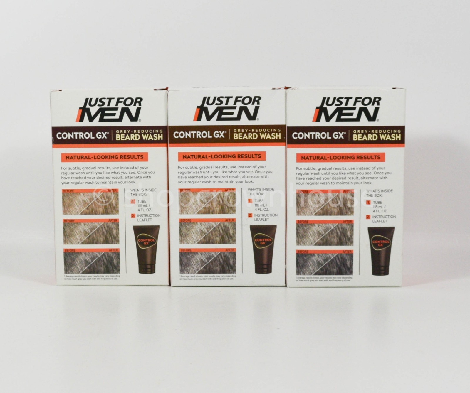 3 Just For Men Control GX Beard Grey Reducing Beard Wash 4 fl oz / 118 ml
