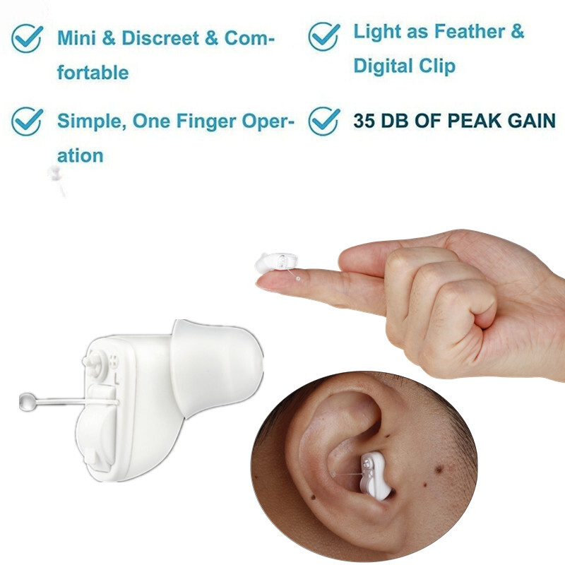 MiNi Hearing Aids CIC Small Sound Voice Enhance Hearing Amplifier – White