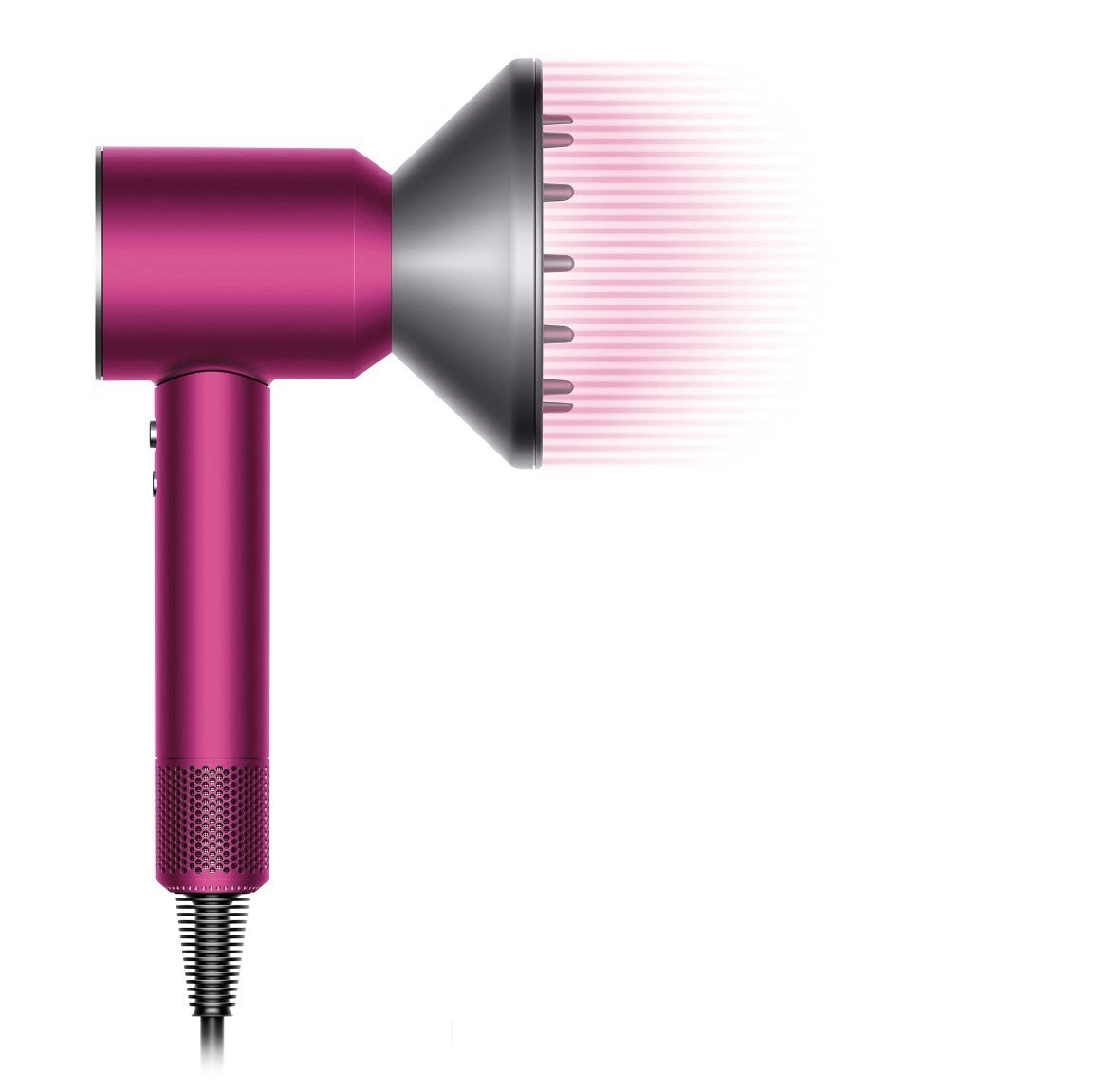 Dyson Supersonic Hair Dryer Gray/Pink w/ Diffuser, Attachments, Adj Heat