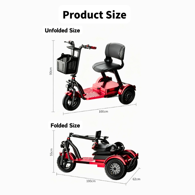 Daibot Foldable Electric Mobility Scooter 48V 1000W 3-Wheel Removable Battery