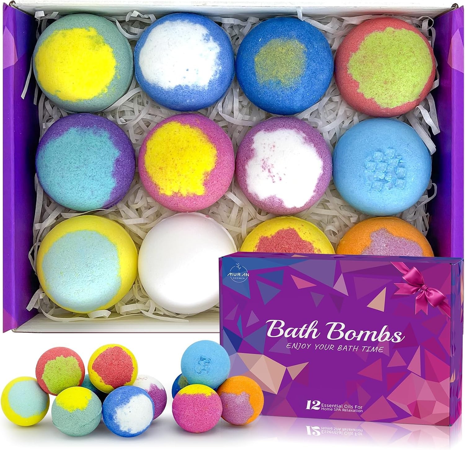 Bath Bombs for Women Gift Set 12 Pack Natural Relaxing Bath Bombs for Her,Aromat