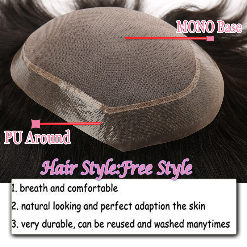 Men Short 1cm Buzz Cut Toupee Replacement System Virgin Human Hair Transparent G