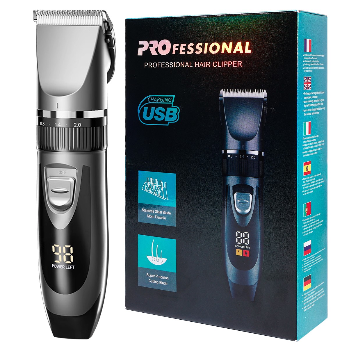 Professional Hair Clippers Cordless Rechargeable Trimmer Barber Hair Cutting Kit