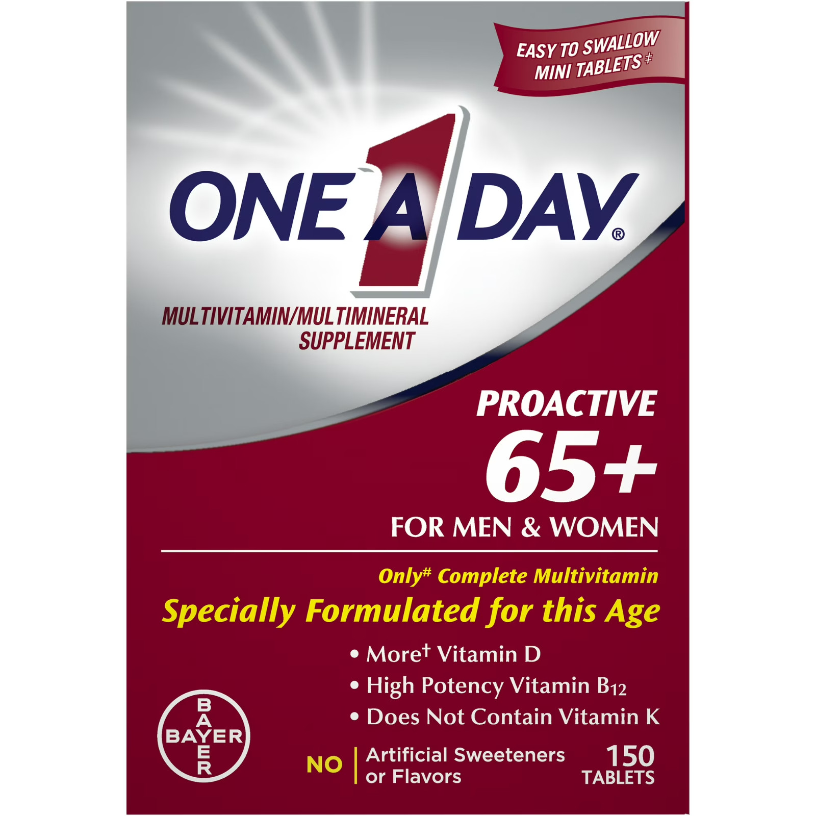 One a Day Proactive 65+, Mens & Womens Multivitamin, Supplement with Vitamin A,