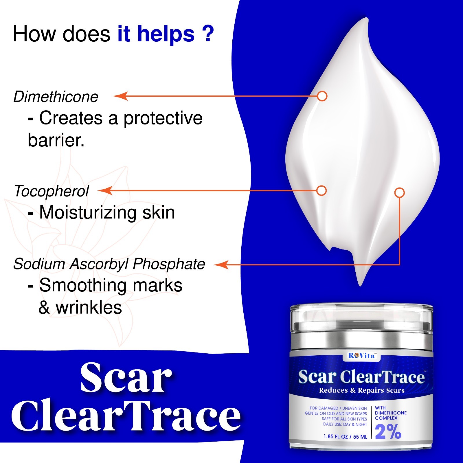 Scar Removal Cream – Old Scars Stretch Mark Spots, Surgery, Burn, Injury Scar