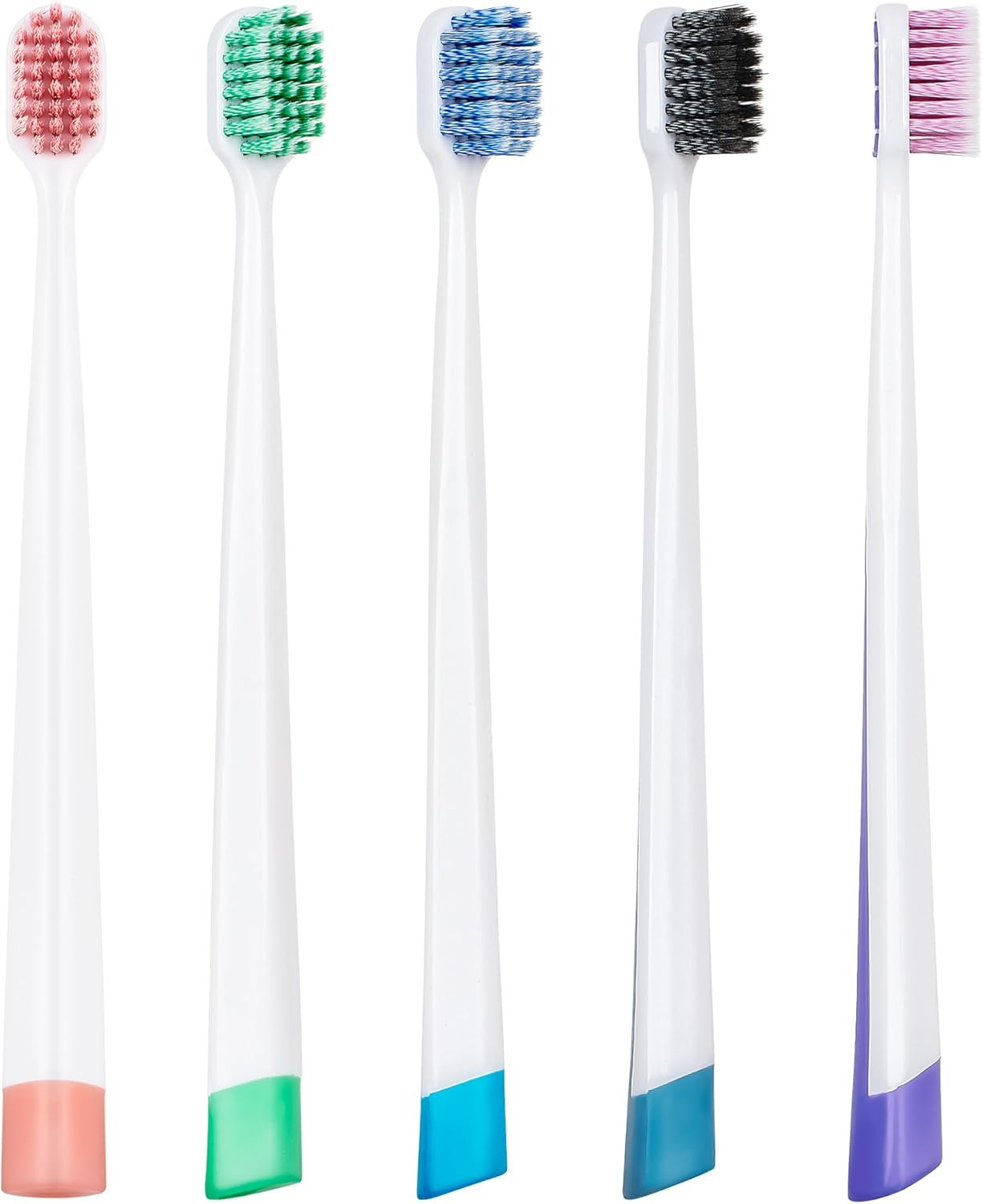 Extra Soft Wide Head Toothbrushes – 5 Pack Flossing Tapered Bristle for Adults