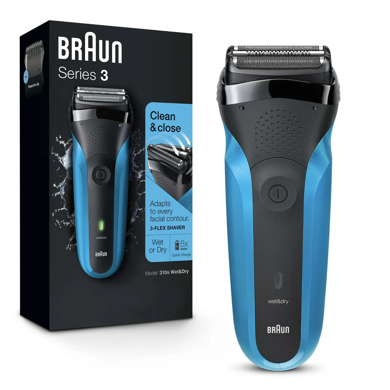 Braun Series 3 310s Wet&Dry Rechargeable Electric Shaver – Blue