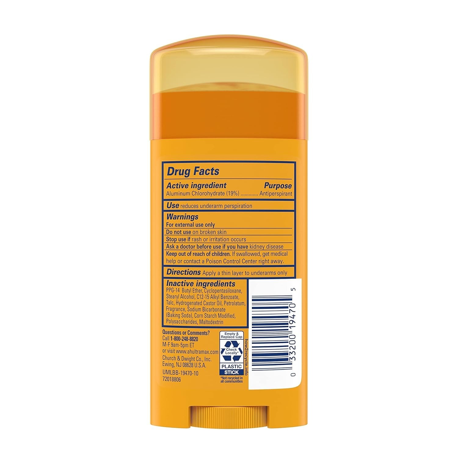 (12-PACK) ARM & HAMMER ULTRA MAX Deodorant, Powder Fresh, Solid Stick, 2.6 Oz