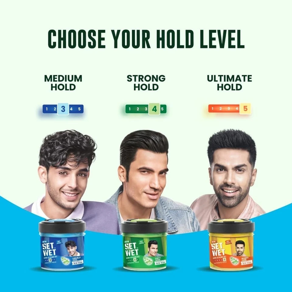Set Wet Styling Hair Gel for Men Casually Cool For Medium to Long Hair 250gm
