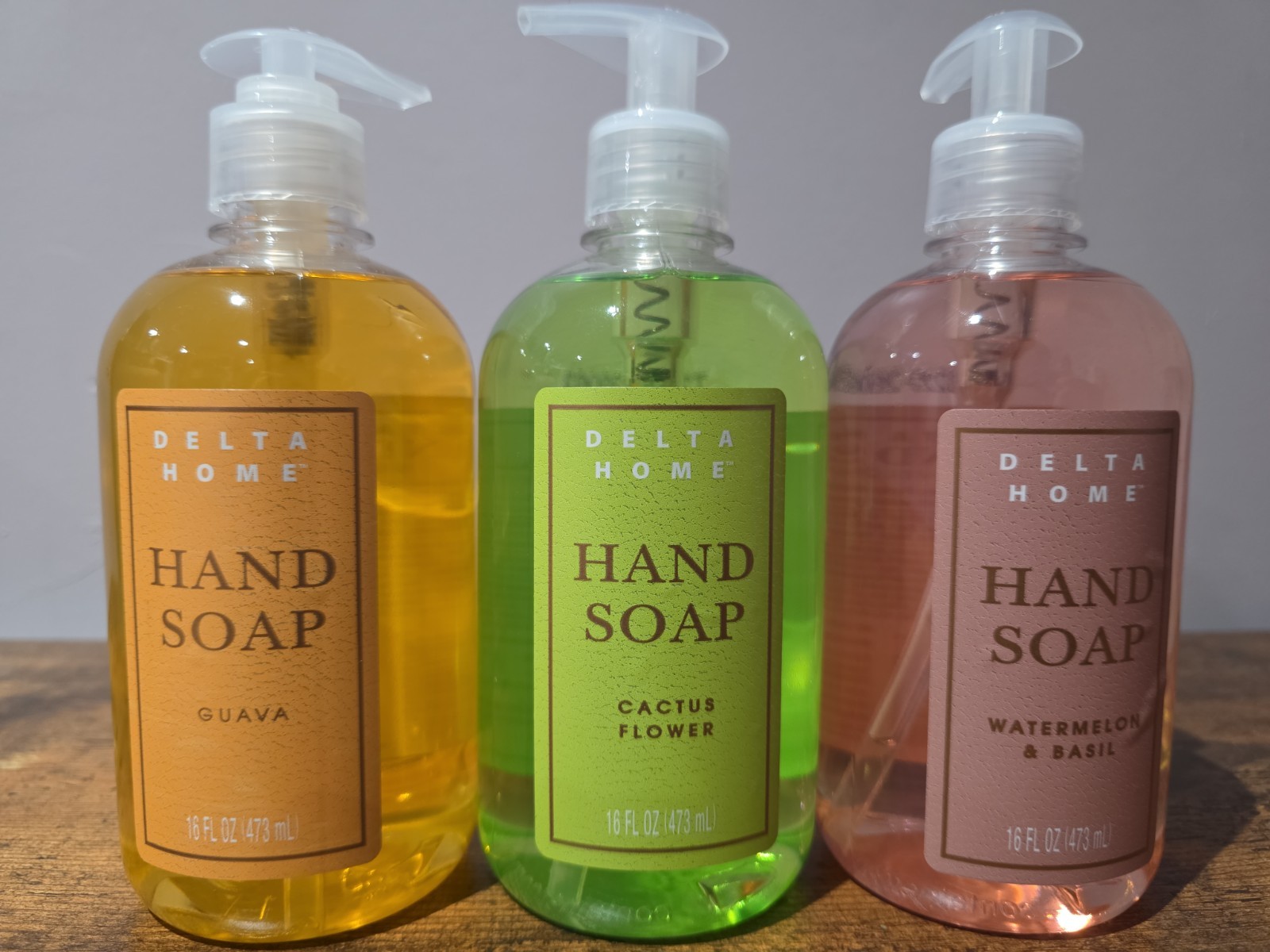 Delta Home Hand Soap Lot 3 Guava, Cactus Flower, & Watermelon Basil 16 oz New
