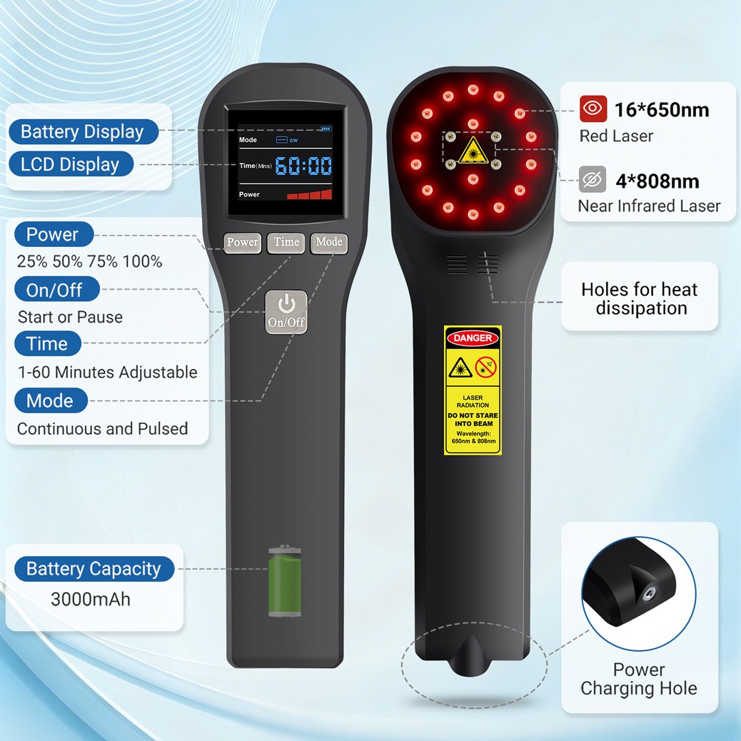 808mW Physiotherapy Cold Laser Infrared Red Light Therapy For Neck Pain Relief