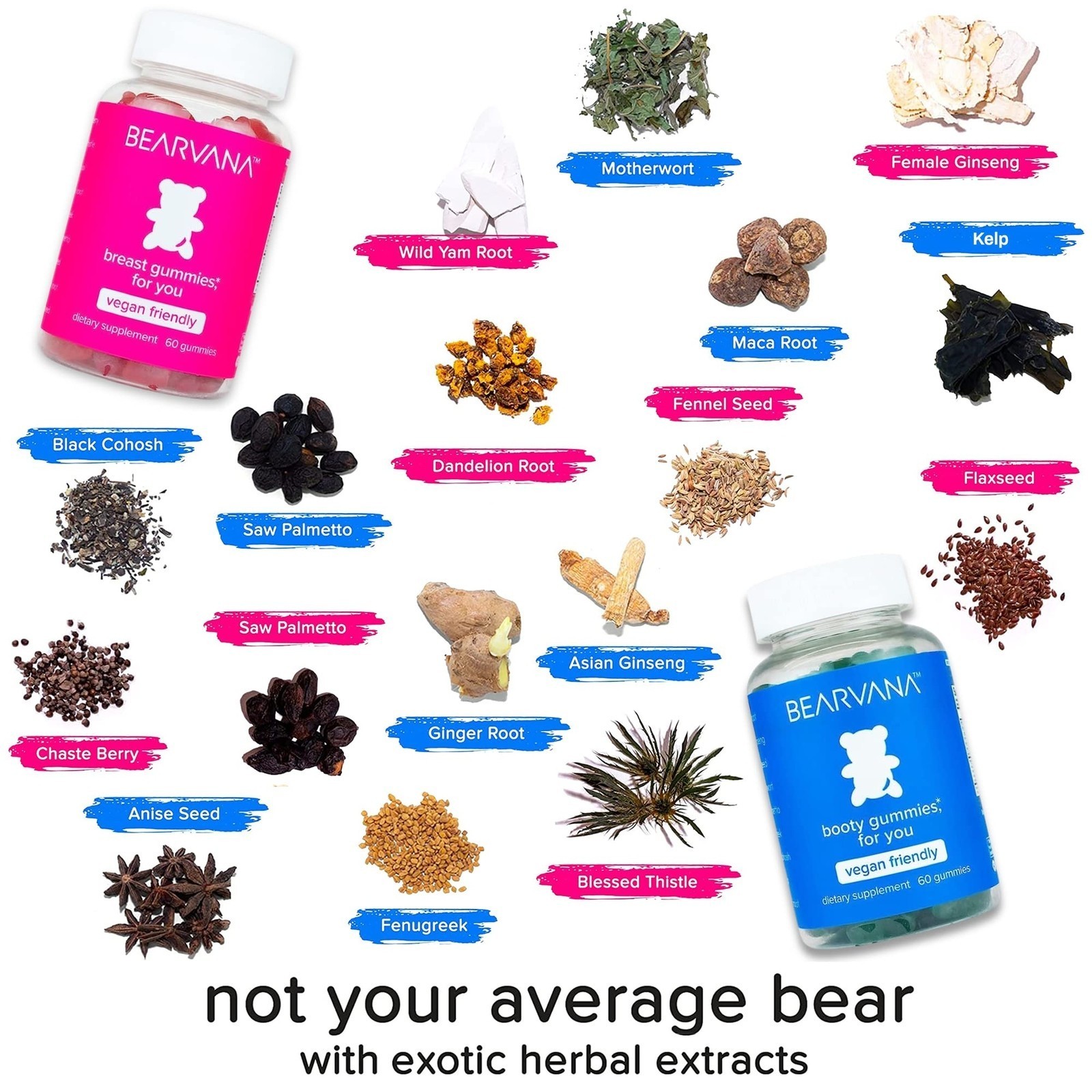 NEW BEARVANA Bum & Chest Support Gummies for Women | Workout Enhancement | Berry