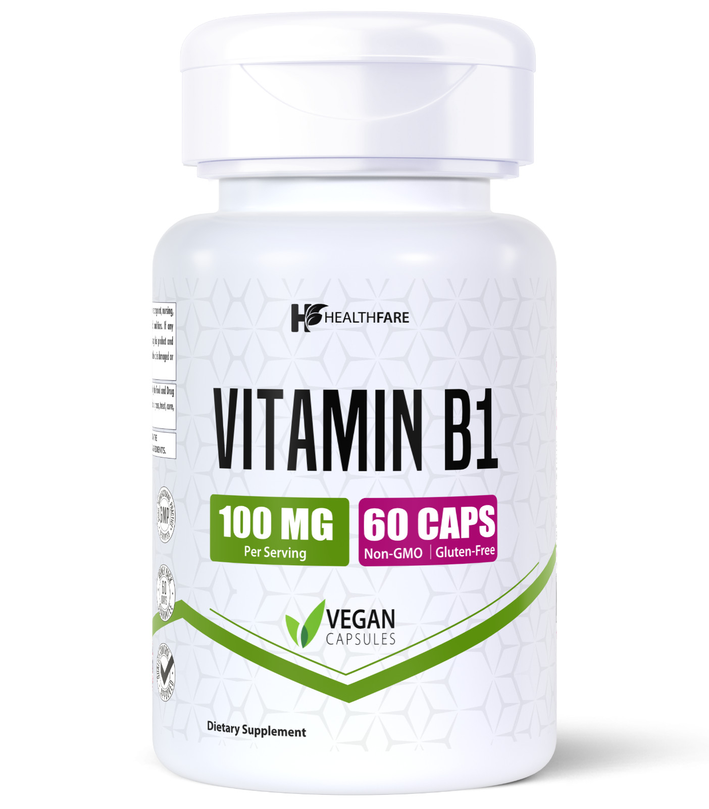 Healthfare Vitamin B1 100mg | 60 Capsules | Thiamine Supplement |