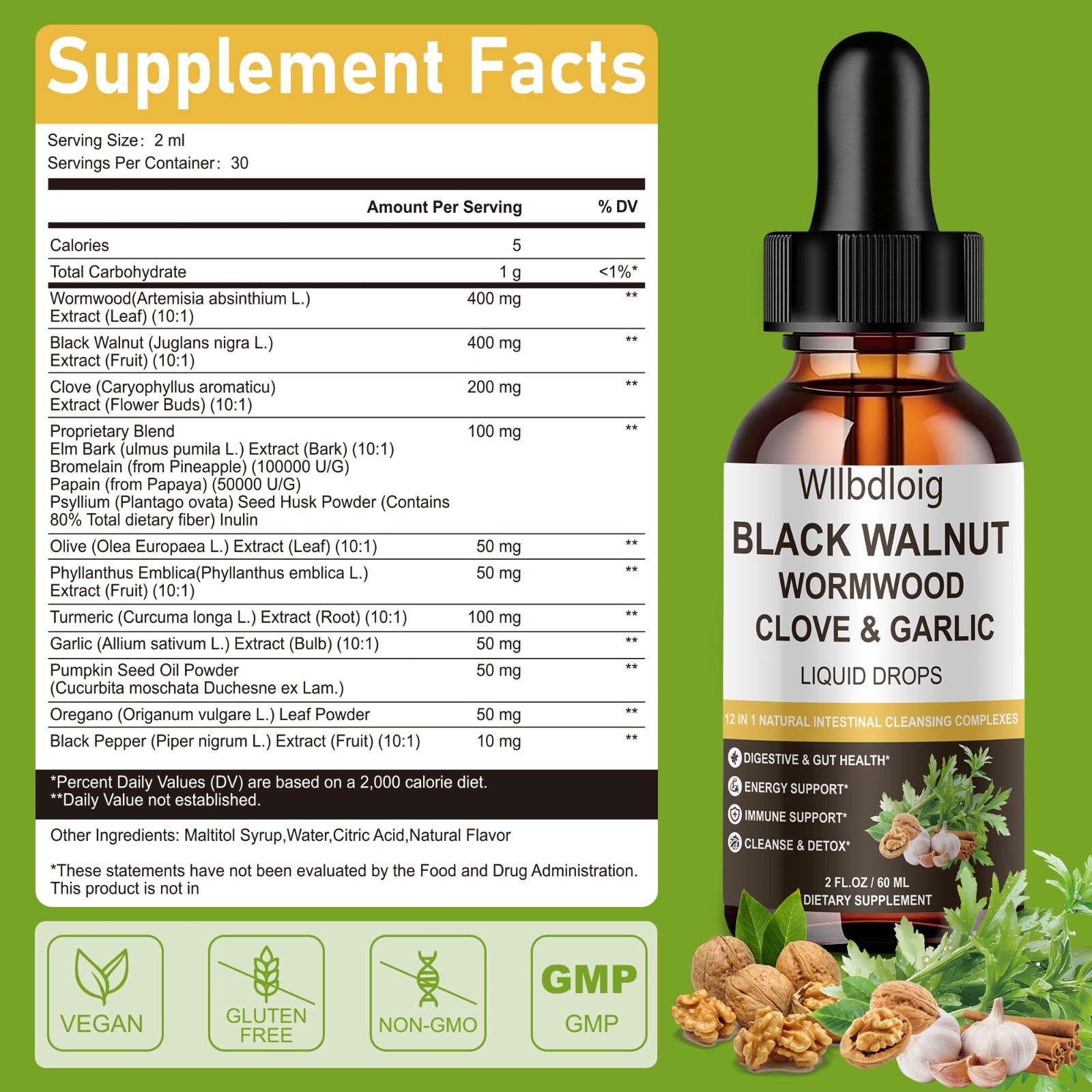 Black Walnut Wormwood Tincture–Rapid Gut Cleanse & Digestive Health
