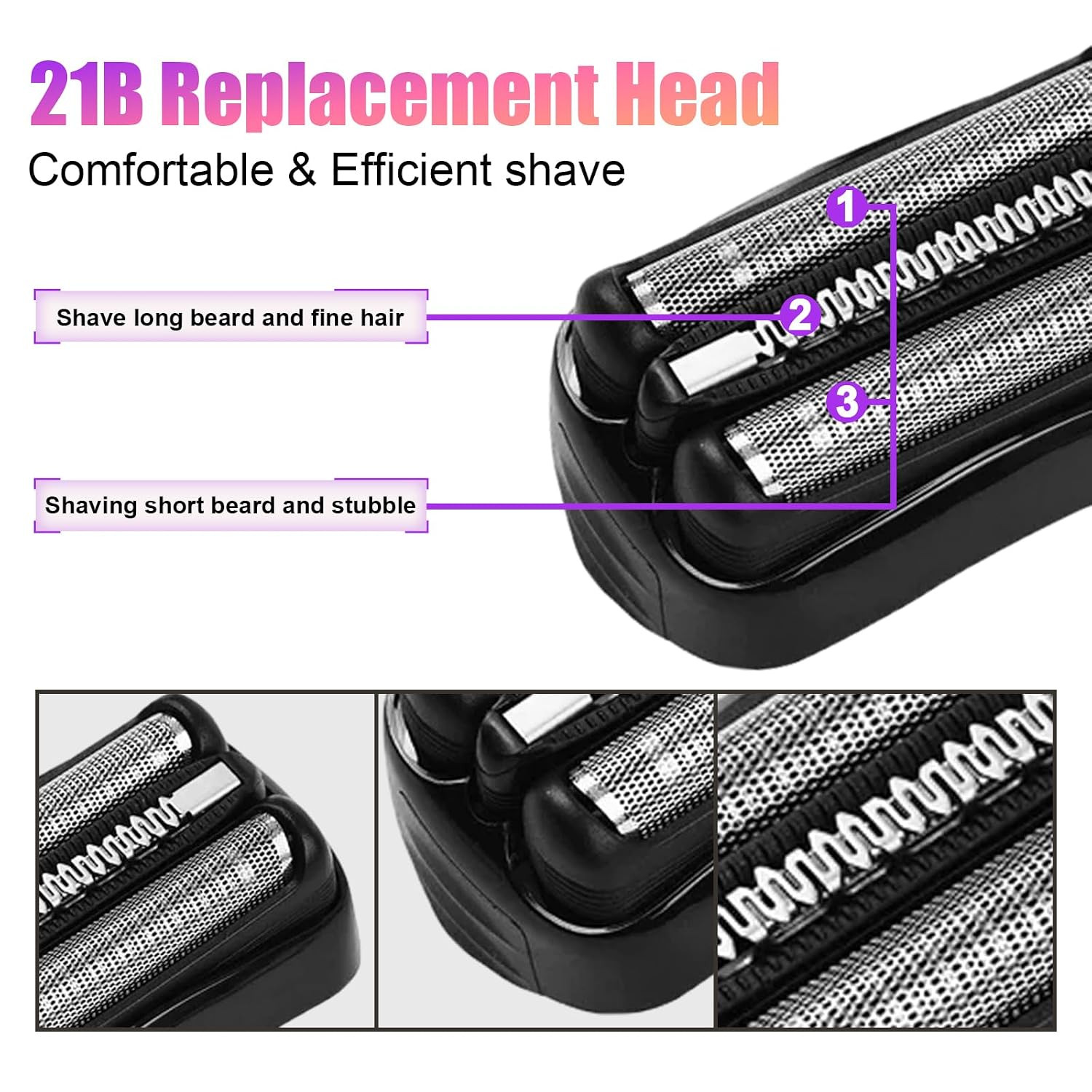 2 Pack Series 3 21B Replacement Head, Foil & Cutter Razor Head Compatible
