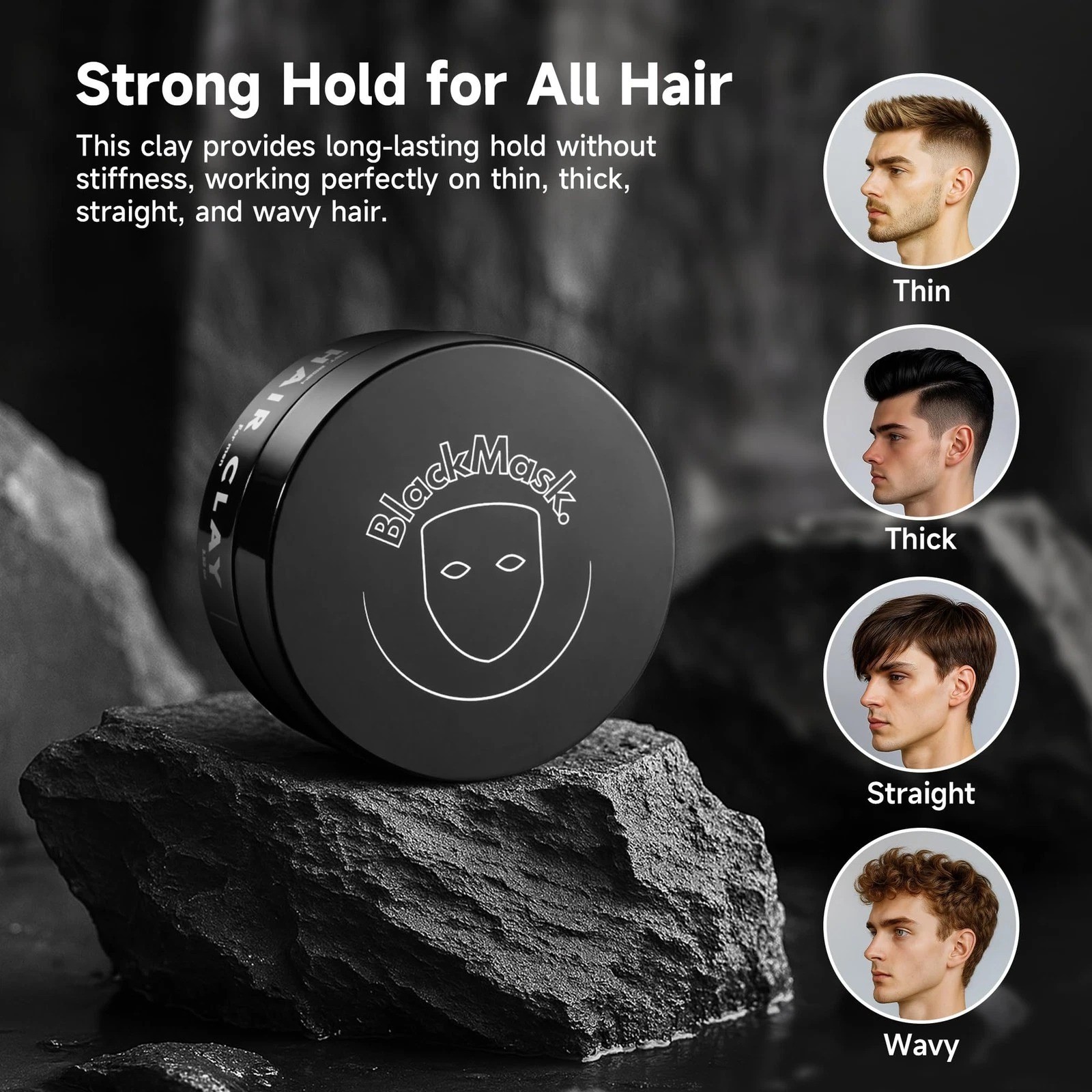 BlackMask Hair Clay for Men (3.52 oz) Matte 3.5 Ounce (Pack of 1), Grey