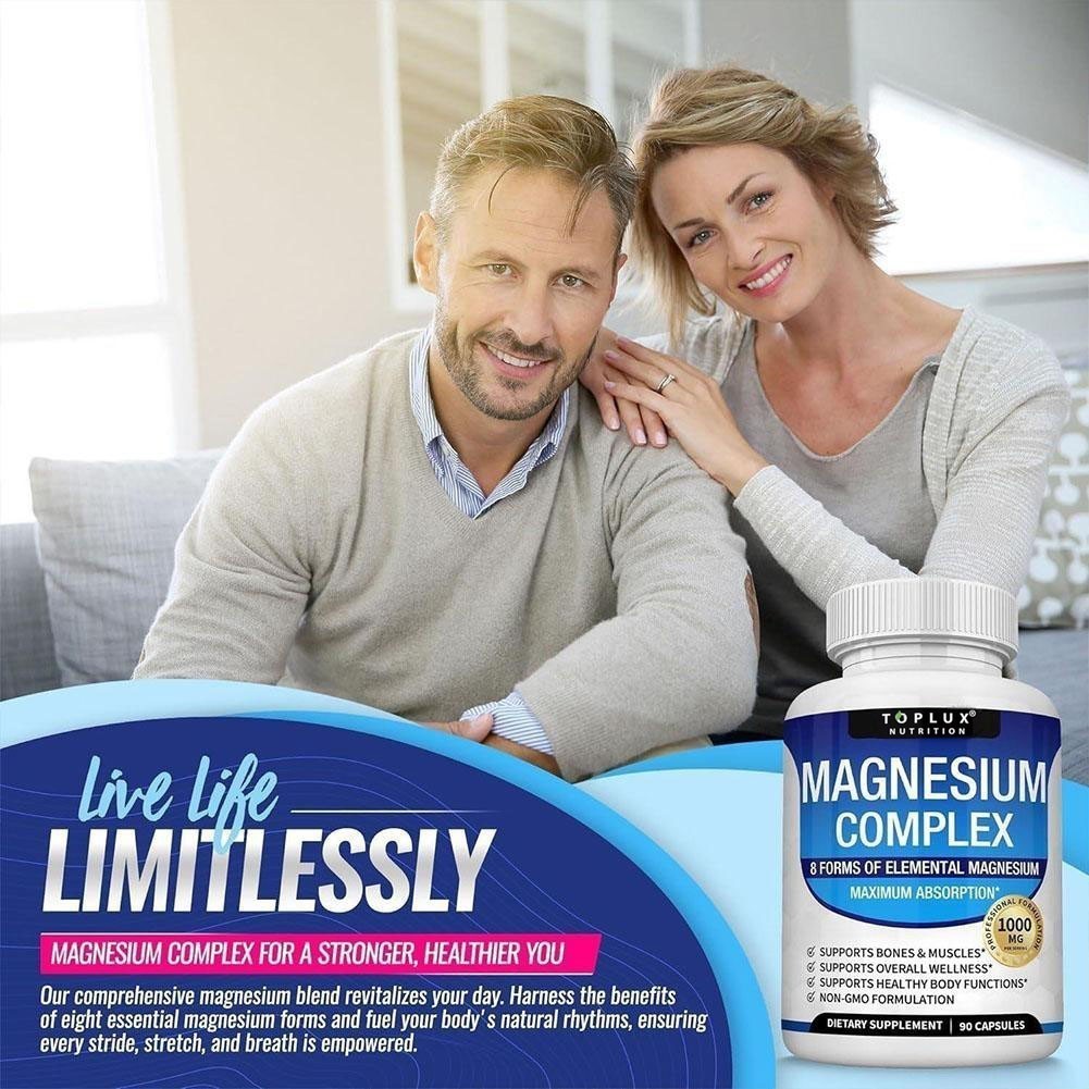 3X Toplux Nutrition Magnesium Complex 1000mg Supports 8 Elemental Magnesium